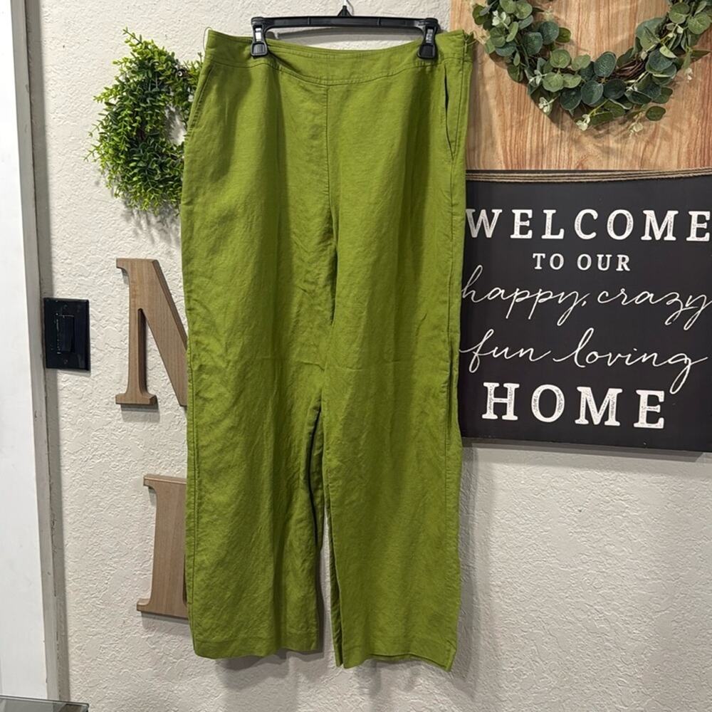 Women’s Evan picone green linen trousers size 16